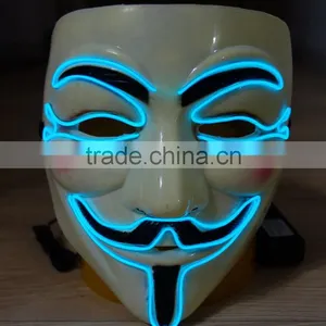 V for Vendetta el Wire Mask / EL Wire Halloween Mask / EL WIRE Masquerade Face Mask thumbnail-1