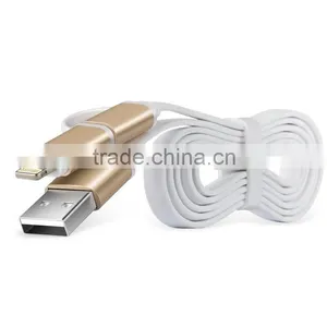 Aluminium 2 IN 1 Micro USB+ 8 Pin Sync USB Data Cable for IPhone and Android Phone thumbnail-6
