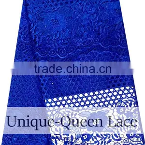 2016 Fashion African Embroidery Cord Lace/guipure Lace Fabric/african Cupion Lace Fabric /guipure Lace Fabric Royal Blue thumbnail-1