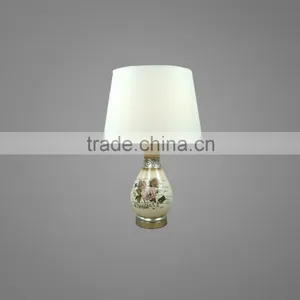 Metal Base In Antique Brass And Ceramic Body With Fabric Lampshade Modern Stlyle Table Lamp BedsideTable Lamp thumbnail-1