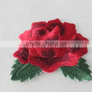 2016 New Patch Work Blouse Designs 6*7cm Red Rose and Gray Rose Flower Embroidery Patches Tim for Clothing thumbnail-2