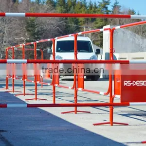 French Power Coated Steel Road Traffic Barricade Wholesale With Reflection Sticker thumbnail-3