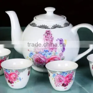 2017 New Item Ceramic Tea Pot Set With Red Flower Design thumbnail-1