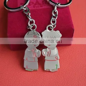 2D Girl and Boy Shape Metal Key Chain thumbnail-1