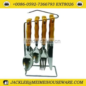 Colorful Handle Stainless Steel Flatware With Wire Stand thumbnail-1