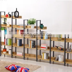Steel-wood Bookshelf, Metal Frame French Style Furniture Antique Bookshelf Wooden Bookshelf thumbnail-4