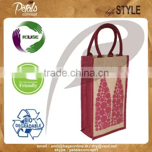 PP Laminated Two Bottle Jute Wine Bag - for Wholesale From India thumbnail-2
