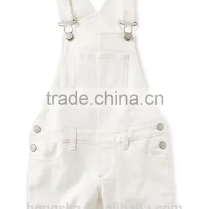 Little Girls Cute White Denim Shortalls Child Jumpsuit HSS8012 thumbnail-1