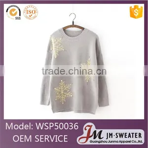 Simple Design Acrylic Long Sleeve White Women Christmas Sweater Wholesaler thumbnail-6