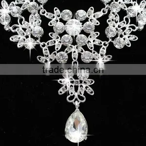 Zm33254a Beautiful Women Drop Earrings Simple Bridal Necklace Jewelry Set thumbnail-4
