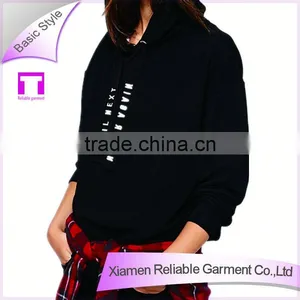 Black High Quality Smart Woman Printed Hoody With Hood thumbnail-1