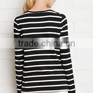 Girls Round Collar Stripe Cotton Long Sleeve Sweater thumbnail-2