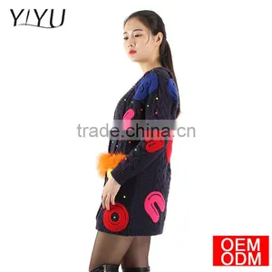 Womens Cute Embroidery Wool Knit Cardigan Sweater Tops Mujer thumbnail-2