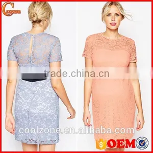 Contrast Waistband Bodycon Fit Lightweight Lace Preganat Women Dresses thumbnail-1
