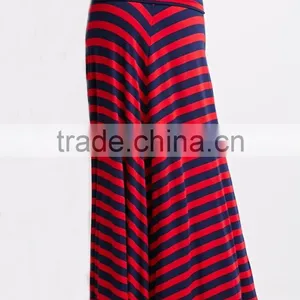 2015 Fold-over Waist Stripe Print Skirts Fashion Long Maxi Skirt thumbnail-4