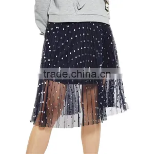 2017 OEM Spring Knee Length Navy Blue Foil Spotted Sequin Skirt thumbnail-2