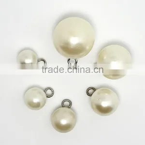 Wholesale Cheap 8mm-18mm White Clothing Plastic Rhinestone Fashion Pearl Button For Sweater thumbnail-1
