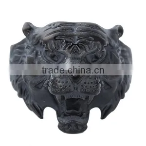 Titanium Steel Unadjustable Rings Black Tiger Animal thumbnail-1