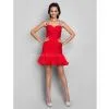 Sheath/Column Sweetheart Straps Short/Mini Chiffon And Stretch Satin Sequin Evening Dresses thumbnail-1
