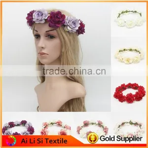 Colorful Flower Rose Ribbon Half Crown Headband Princess Crown Headband thumbnail-1