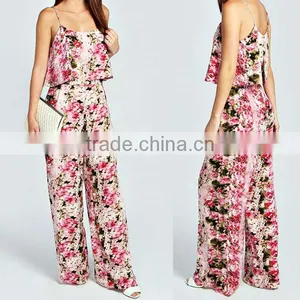 Floral Print Frill Top Strappy Women Jumpsuit for Women thumbnail-1