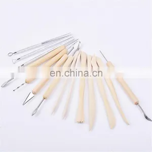 High Quality Wooden Metal Pottery Sculpting Carving Clay Modeling Tools 14 PC thumbnail-2