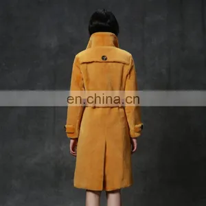 New Style Double Breasted Merino Sheep Shearling Fur Coat thumbnail-5