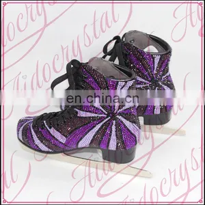 Aidocrystal New Fashion Purple Crystal Bling Ice Hockey Skates Women Skate Shoes thumbnail-1