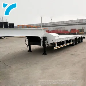 Made in China Gooseneck Low Platform Semi Low Flatbed Trailer Lowbed Truck Trailer for Sale thumbnail-1