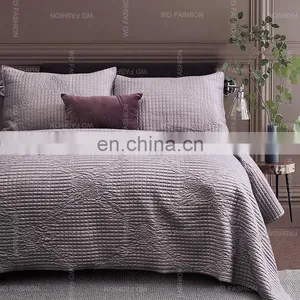 Carton Fair Online Live Show Home Textile Metallic Thread Rose Pattern Quilted Bedspread Bedding Set thumbnail-2