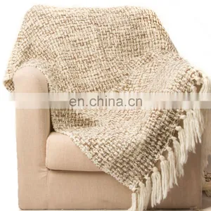 High Quality Stock Products Decorative 50*60'' Woven Throw Blanket With Tassels thumbnail-4