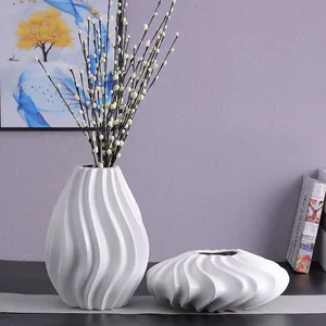 Irregularity Paper Folding Whirlwind Gear White Custom Made Ceramic Vase Bottle Art Decoration thumbnail-4