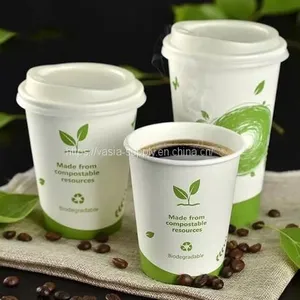 China Supplier Eco Friendly Cups With PLA Lids Biodegradable Coffee Cups With PLA Lids thumbnail-1