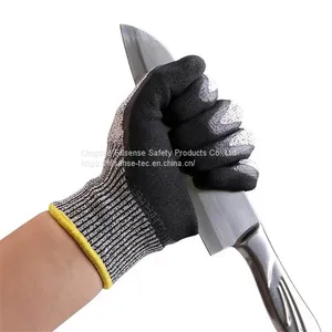 Anti Cut Level 5/C 13 Gauge UHMWPE(HPPE) Liner Nitrile Sandy Coated Cut Resistant Gloves thumbnail-1
