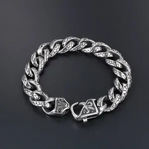 Stainless Steel Leopard Print Bracelet for Men,Titanium Steel Cast Bracelet, Retro Hiphop Jewelry Gift to Husband Father Dad thumbnail-2
