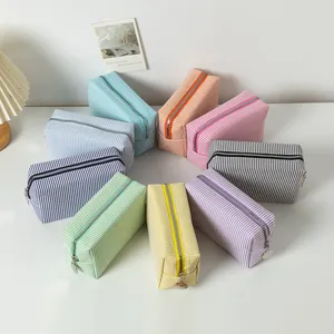 Wholesale Bubble Gauze Striped Makeup Bag thumbnail-5