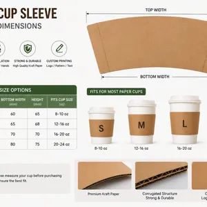 Custom Printed Kraft Paper Coffee Cup Sleeve Corrugated Cup Holder thumbnail-3