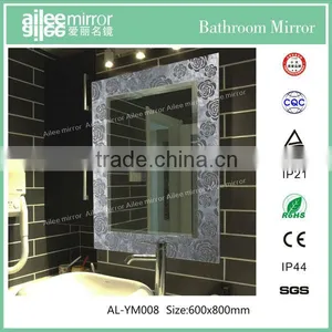 White Framed Mirror Black Glass Panels Mirror thumbnail-1