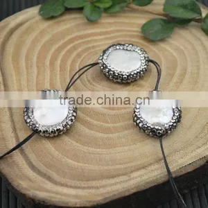 LFD-002B Finding ~ Druzy Round Shape Pearl Pave Rhinestone Connectors Spacer Beads Jewelry Making thumbnail-4