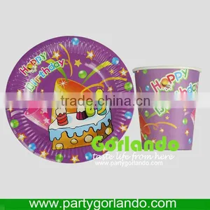 Disposable Printed Party Eco Friendly Round Paper Plates Happy Birthday thumbnail-1