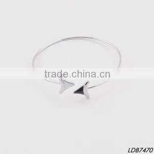 Shark Tooth Swirl Silver Bangle Bracelet Adjustable Twister Bangle thumbnail-1