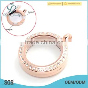 Crystal Round 20mm/25mm/30mm Stainless Steel Magnectic Jewelry Floating Glass Lockets thumbnail-1