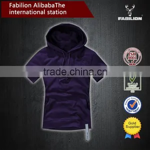 Hot Tide Brand Short-sleeved Solid Color 100% Cotton Plain Hoodie thumbnail-2