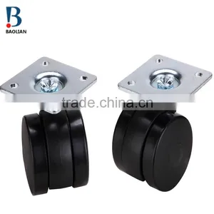 2016 Shenzhen Hot-sale 2 Inches Black Nylon Plate Swivel Plastic Furniture Caster Double Wheels for Suitcase thumbnail-3