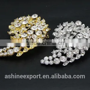 Bridal Bright Leaf Flower Rhinestone Brooch/handmade Rhinestone Brooch thumbnail-3