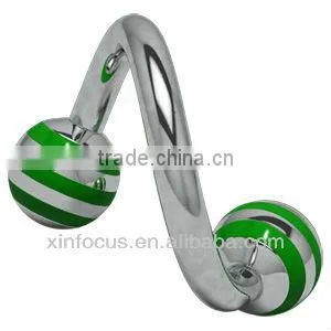 Titanium Tropical Spirals - Green Body Jewelry thumbnail-1