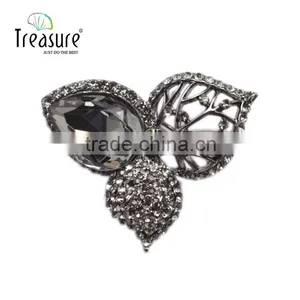 Custom New Popular Jewellry Hollow Alloy Golden and Gun Black Leaf Brooch Jewelry thumbnail-6