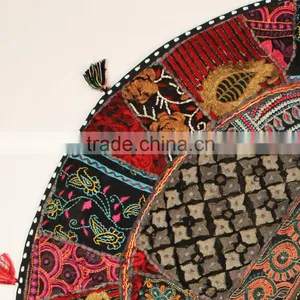 Indian Green Flloor Round Throw Cushions Indian Pillow Covers Indian Decorative Floor Cushions thumbnail-2