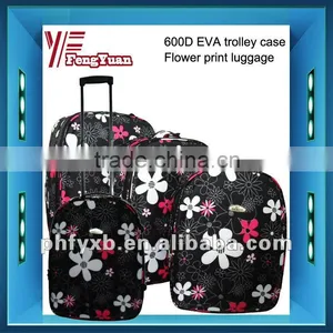 2014 China Supplier Flower Print Luggage/600D Eva Trolley Case/flower Pattern Luggage/flower Design Luggage17.5"23.5"27.5" thumbnail-1