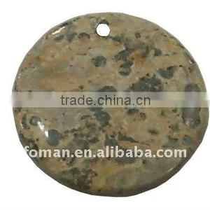 50mm Round Lepoard Jasper Gemstone Pendants Wholesale thumbnail-1